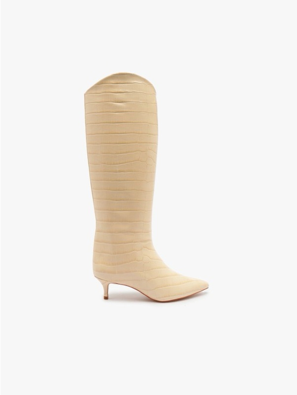 Schutz Maryana Lo Croc Embossed Leather Knee High Boots Beige Sz 7
